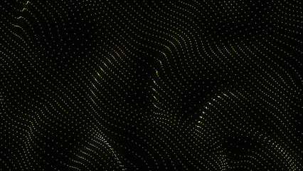 Poster - Abstract Dark Background with Wavy Pattern of Small Yellow Dots Creating a Digital Effect dark