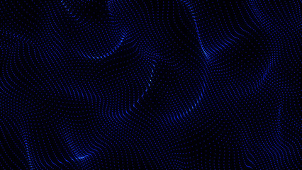 Poster - Abstract Dark Background with Wavy Pattern of Blue Dots for Modern Design This image features