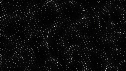 Poster - Abstract Dark Background with Wavy Pattern of White Dots Creating a Textured Surface The image