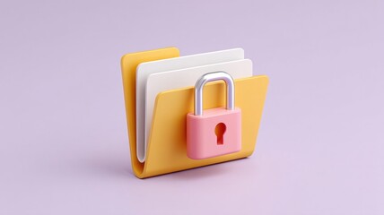 Poster - Information Online privacy protection. File folder with a lock, symbolizing security and protection of data.