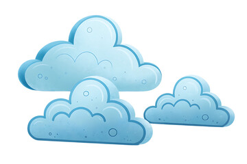 Aufkleber - Stylized Blue Cloud Illustration on Black Background Cartoon Weather Elements for Graphic Design and Creative Projects