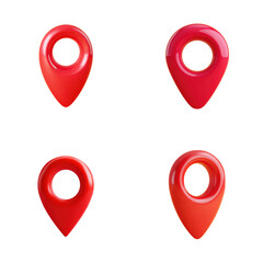 Poster - Red map pointer icons, location pin symbols, 3d rendering, navigation mark