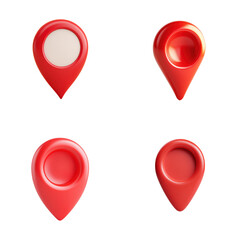 Poster - Red map pin location pointer set, position marker, destination icon 3d rendering