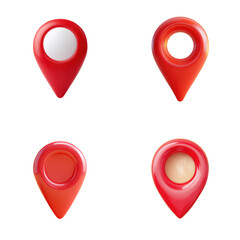 Poster - Red location pin pointers, map marker icons for gps navigation destination travel