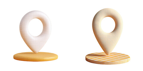 Poster - 3d location pin marker, gps map pointer icon, navigation sign, geometric shape, render