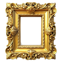Poster - Ornate Gold Picture Frame with Intricate Details on Transparent Background, Elegant Decor for Art Display