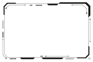 HUD frames black user interface elements design modern technology futuristic control panel screen digital hologram window gaming menu touching cyber monitor set on white background.