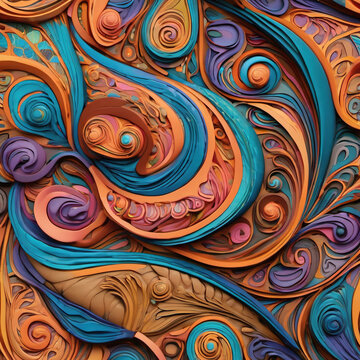 Clay Rendered Psychedelic Swirl Art Nouveau