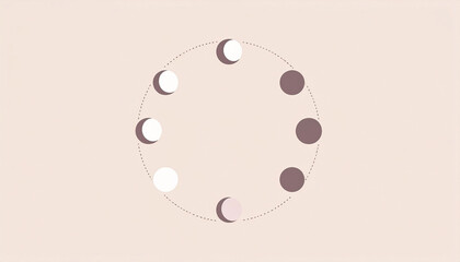 Poster - Circular arrangement of eight shaded circles, alternating light and dark, on a pale background, suggesting a cycle or phases