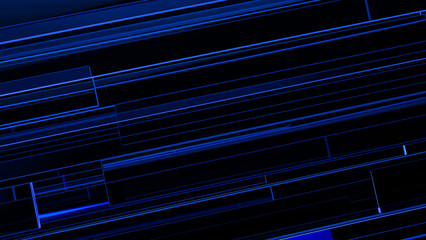 Fototapete - Shiny blue lines abstract background
