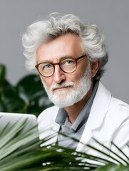 Poster - A doctor conducting a virtual consultation via a laptop, captured in a candid, documentary photography style, natural lighting, real-world setting, authentic emotions