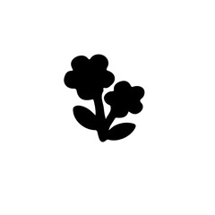 Aufkleber - A simple black silhouette of two flowers with leaves on white