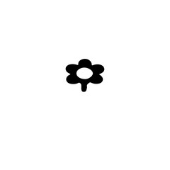 Aufkleber - A simple black flower icon with rounded petals on white space