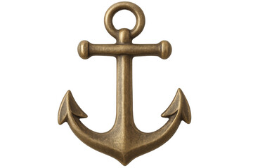 Fototapete - Brass anchor resting on a transparent background, serving as an ideal element for various maritime-themed design projects
