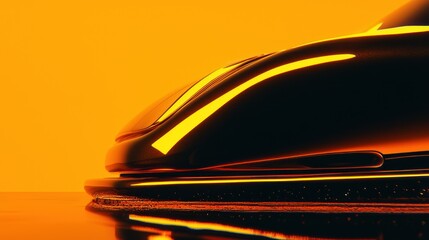 Aufkleber - Illuminated Futuristic Vehicle Design Against a Radiant Orange Background