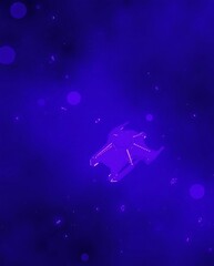 Poster - Cybernetic platform floating in a nebula of abstract digital particles