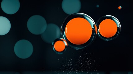 Aufkleber - Vibrant spheres of orange within translucent and transparent bubbles