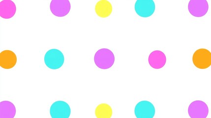 Poster - Vibrant circles of varying diameters are set against a clean white backdrop in a lively polka dot design