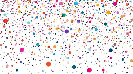 Poster - The visual effect is created by an assortment of colorful dots in diverse sizes positioned on a white surface