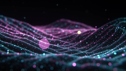 Aufkleber - Abstract Teal And Pink Particle Waves Animation