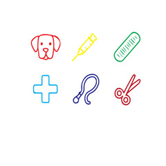 Poster - Colorful veterinary icons arranged on a white background view