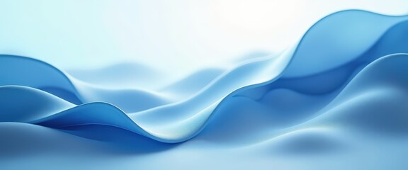 Poster - Gentle Flowing Waves of Soft Blue Fabric in a Serene and Calm Atmosphere