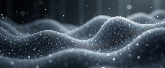 Poster - Abstract Waves of Light and Particles Creating a Dreamy Atmospheric Landscape