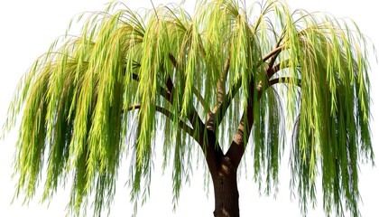Poster - a willow tree with lush green foliage, the tree's branches gracefully cascading downwards