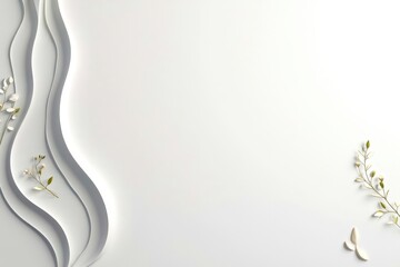 Poster - A white background with a wavy line and a few leaves
