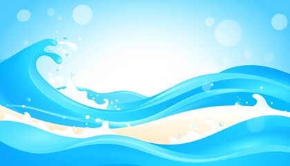 Wall Mural - abstract vector illustration of dynamic blue sea waves, perfect for a vibrant summer background desi