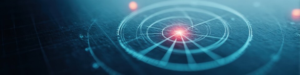 Fototapete - Futuristic Radar Screen with Geometric Grid and Moving Object Detection for Advanced Surveillance and Fast Threat Monitoring in Security Technology