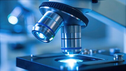 Poster - High-Tech Microscope Equipment with LED Lights for Macro Photography
