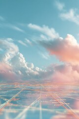 Poster - Futuristic Air Traffic Control Radar with Interconnected Flight Paths and Aircraft Icons for Aviation Safety and Digital Airspace Management