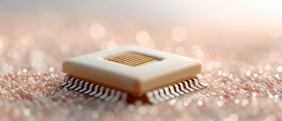 Aufkleber - Close-up of Quantum Processor Chip on Circuit Board with National Emblem - Technology Innovation and AI Advancement Concept for Industrial Future