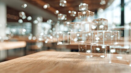 Aufkleber - Quantum Analytics Visualization with Floating Translucent AI Algorithms and Multidimensional Data Fields in Modern Tech Environment for Business Innovation