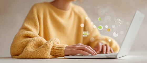 Aufkleber - Modern Digital Workflow with Progress Tracking and Optimization Charts on Laptop Enhancing Productivity and Efficiency in Tech-Driven Workplaces