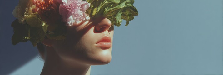 Aufkleber - Personalized Nutrition Concept with Vegetable Brain Profile and Leafy Textures Symbolizing Healthy Mind and Mental Wellness for Modern Wellness Marketing