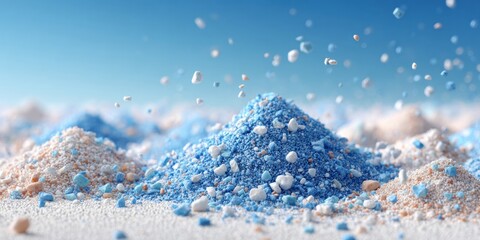 Poster - Microplastic Pollution Close-Up Tiny Plastic Particles on Surface Highlight Environmental Hazard for Scientific Research and Sustainability Awareness
