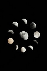 Aufkleber - Lunar Phases Mosaic Collage in Space Imagery Showing Celestial Transitions for Astronomy, Science Exploration, and Digital Marketing Promotion in Modern Tech