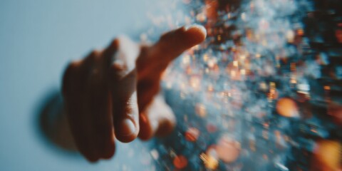Poster - Futuristic Loss Mitigation Digital Interface with Businessmans Hand Interacting Featuring Holographic Risk Management and Cybersecurity Network Icons