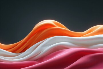 Aufkleber - Abstract flowing fabric waves in warm colors on dark background, modern textured textile art for creative branding and visual design projects
