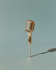 Poster - Vintage Heritage Microphone on Minimalist Background for Podcasting and Creative Communication in Modern Digital Marketing and Storytelling