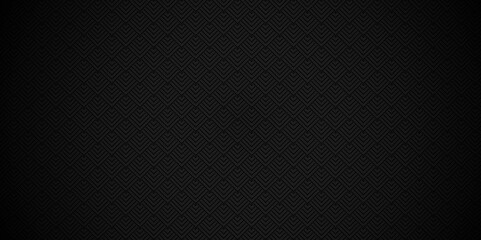Poster - Abstract overlapping vector black and gray gradient Pattern grid metal lines fabric square background. seamless fabric geomatics overlapping create retro line pattern design.