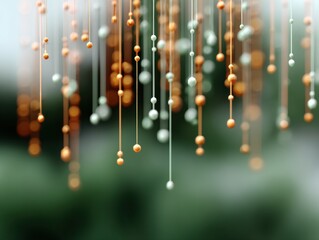 Aufkleber - Modern abstract hanging beads design with soft focus and depth, representing serene organic patterns and contemporary decorative elements for creative spaces