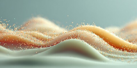 Aufkleber - Quantum Analytics Wave of Small Particles on Soft Gradient Surface Representing Continuous Data Flow for Big Data and Tech Innovation Marketing