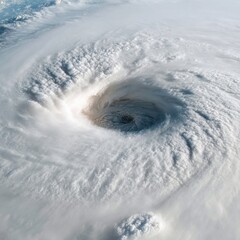 Aufkleber - Satellite view of powerful hurricane eye with swirling cloud formations symbolizing extreme weather tracking and climate crisis awareness in meteorology