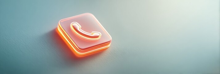Aufkleber - Glowing Emergency Contact Phone Icon on Dark Digital Interface with Effect for Modern Call Center and Urgent Communication Services