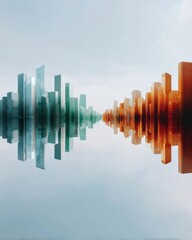 Aufkleber - Digital Market Crash and Downturn Graphs Overlay on Modern Cityscape, Visualizing Financial Instability and Volatility for Investment Advisory Banners