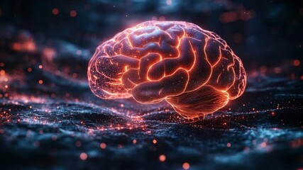 Poster - Futuristic Digital Brain with Neural Network Visualization and Glowing Connections