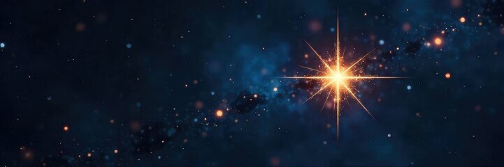 Wall Mural - Close-up shot of a twinkling star, glittering and sparkling against a deep, inky black night sky Perfect for cosmic, celestial, or fantasy themes , dark, night, wonder